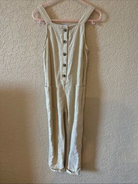 Old Navy Cream Button-Front Wide-Strap Jumpsuit